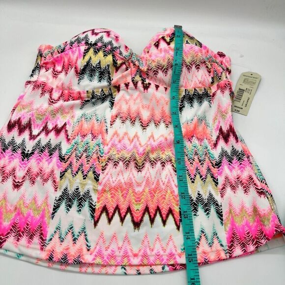 Arizona Jean Company Tankini Swimsuit Top Size Medium Bright Pink Black White - Picture 13 of 16